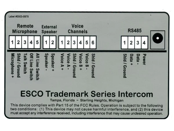 TMK-4000 Desktop Controller for ESCO Gen II Trademark Series Intercoms